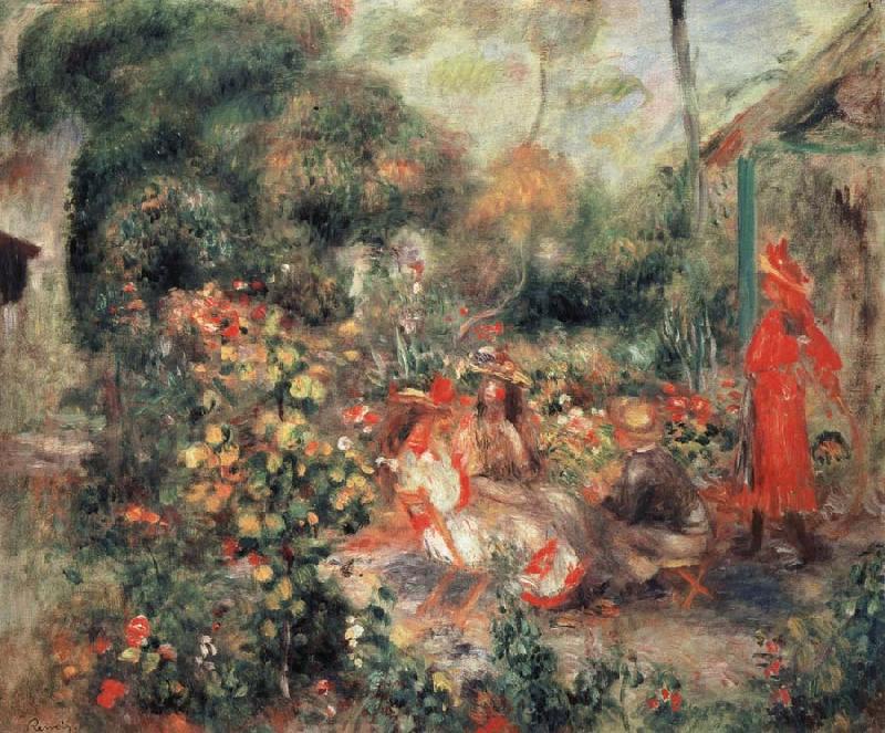 Pierre Renoir Young Girls in a  Garden in Montmartre China oil painting art
